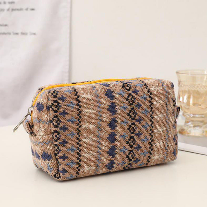Wholesale New Year Christmas Red Knitted Wool Pencil Bag